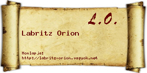 Labritz Orion névjegykártya